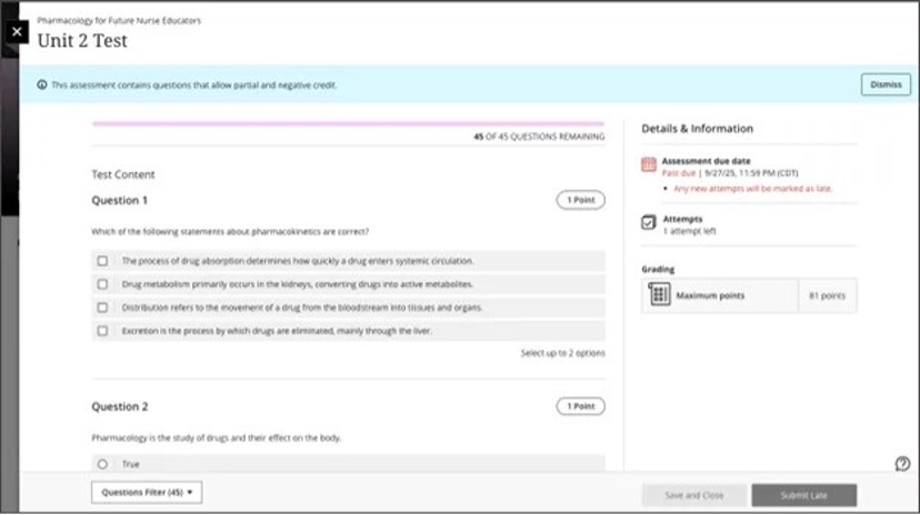 Image 2: The student's selection mechanism of checkbox or radio button is determined by how many answers they can select.