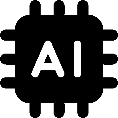 Icon of a microchip with the letters AI knocked out