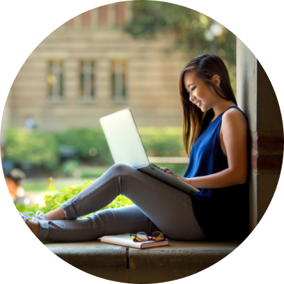 A student on her laptop