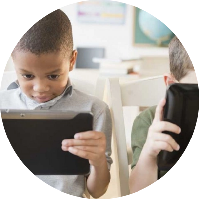 A child on a tablet